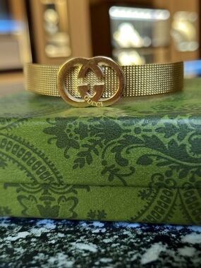 Gucci Gold-Tone Interlocking G Mesh Bracelet - Gold